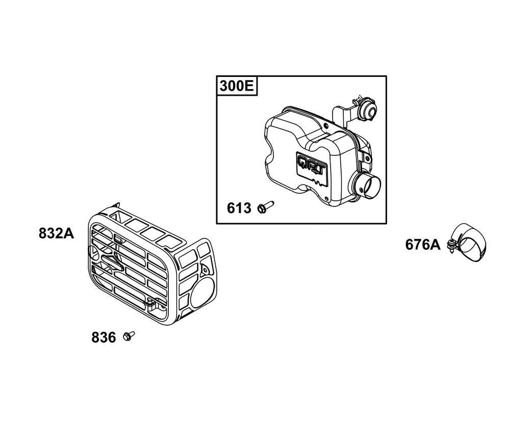 Exhaust Group Diagram and Parts List for 104M02-0276-F1 100000 - 19Z999 Briggs and Stratton Engine
